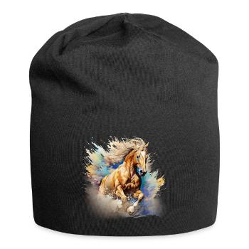 Cheval, quarter horse, palomino - Jersey Beanie - black - Front