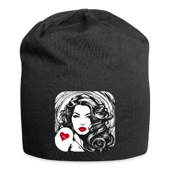 Woman with tattoo heart - Jersey Beanie - black - Front