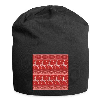 Red Ugly Sweater Christmas Flying Reindeer - Jersey Beanie - black - Front