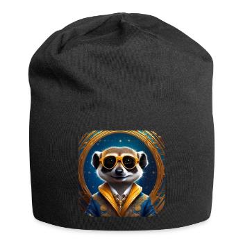 Suricate mignon avec des lunettes de soleil - Bonnet en jersey - noir - Devant