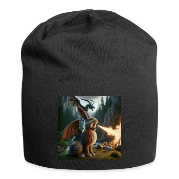 Feuerspeiender Hase Drache #21 - Jersey-Beanie - Schwarz - Vorne