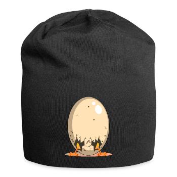 Funny Chicken Egg - Chicken Coop Cartoon - Jersey Beanie - black - Front