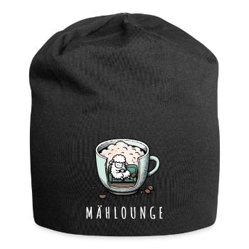 mählounge melange schaf lounge wortspiel kaffee - Jersey-Beanie - Schwarz - Vorne