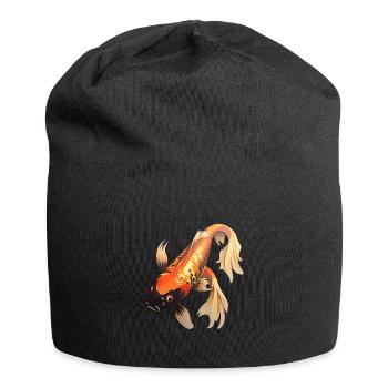 Étang de carpes japonaises de poissons Koi - Bonnet en jersey - noir - Devant
