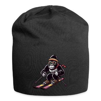 Gorilla auf Skiern - Winterurlaub im Schnee - Jersey-Beanie - Schwarz - Vorne