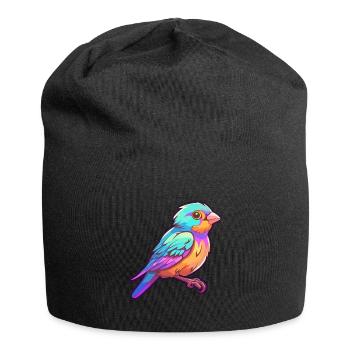 Sparrow Colorful Watercolor Cartoon Kawaii Animal - Jersey Beanie - black - Front