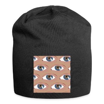 Die Augen aufgereiht - Jersey-Beanie - Schwarz - Vorne