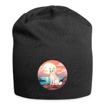 Polarfuchs Bunte Aquarell-Karikatur Kawaii Haustier - Jersey-Beanie - Schwarz - Vorne