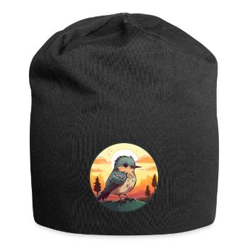 Kuckuck buntes Aquarell Cartoon Kawaii Tier - Jersey-Beanie - Schwarz - Vorne