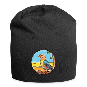 Kuckuck Aquarell Cartoon Kawaii Clipart Tier - Jersey-Beanie - Schwarz - Vorne