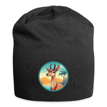 Impala Aquarell Karikatur Kawaii Clipart Tier - Jersey-Beanie - Schwarz - Vorne