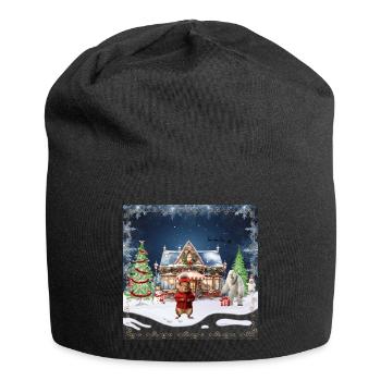 Verrücktes Weihnachtscafé - Jersey-Beanie - Schwarz - Vorne