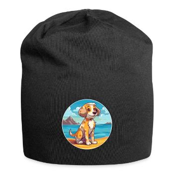 Akbash Hund Rasse Cartoon Kawaii Clipart Aquarell - Jersey-Beanie - Schwarz - Vorne