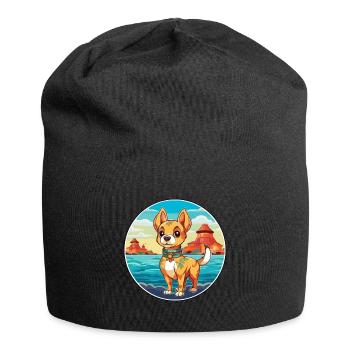 Chinois impérial chien race Cartoon Kawaii Clipart - Bonnet en jersey - noir - Devant
