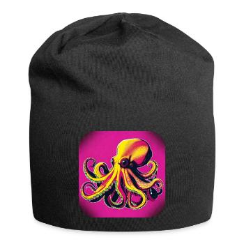 Krake im 80er Style in Pink - Jersey-Beanie - Schwarz - Vorne
