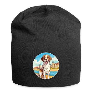 Moscow Watchdog Dog Breed Cartoon Kawaii Clipart - Jersey Beanie - black - Front