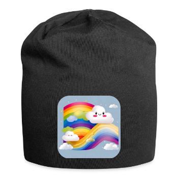 Cute clouds with rainbow - Jersey Beanie - black - Front