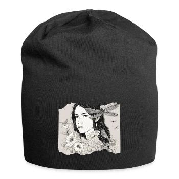 Girl with dragonfly in hair - Jersey Beanie - black - Front