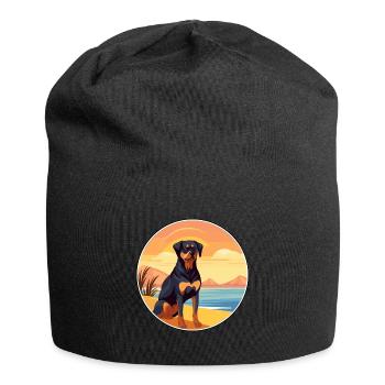 Rottweiler Hund Rasse Cartoon Kawaii Clipart Hund - Jersey-Beanie - Schwarz - Vorne