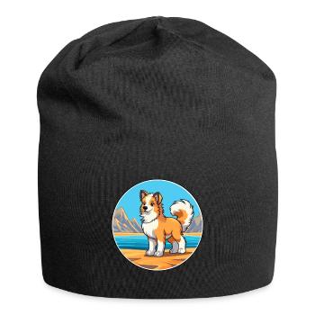 Taigan Kirgisische Taighany Hunderasse Cartoon Kawaii - Jersey-Beanie - Schwarz - Vorne