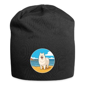 Samoyed Dog Breed Cartoon Kawaii Clipart Dog Pet - Jersey Beanie - black - Front