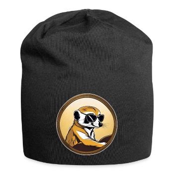 Cute meerkat with sunglasses - Jersey Beanie - black - Front