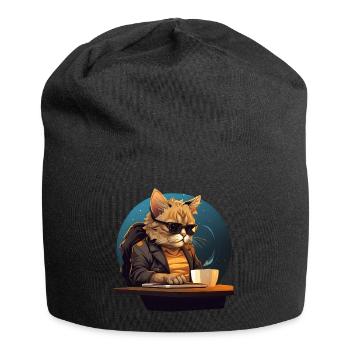 Cool Cat CEO - Patron détendu au bureau avec - Bonnet en jersey - noir - Devant