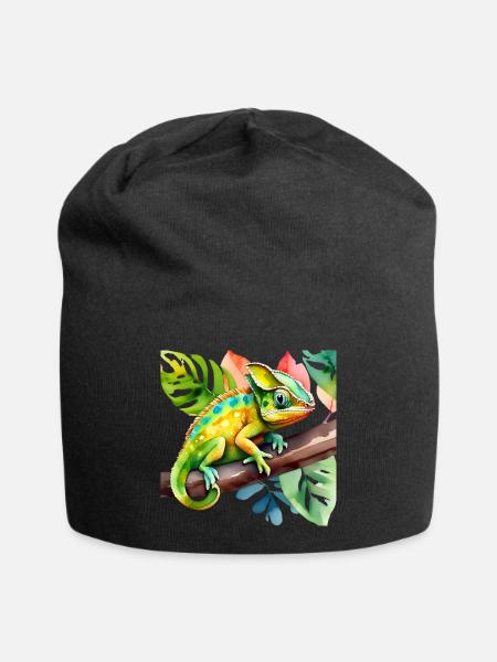Süßes kleines Chameleon - Jersey-Beanie - Schwarz