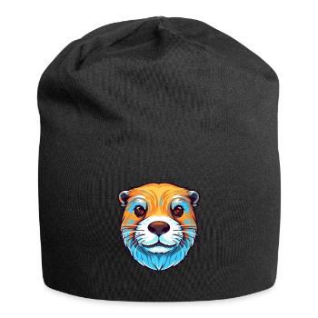Loutre Aquarelle colorée Dessin animé Kawaii Animal - Bonnet en jersey - noir - Devant