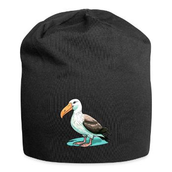 Albatross Colorful Watercolor Cartoon Kawaii Anima - Jersey Beanie - black - Front