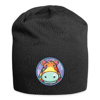 Nilpferd Bunte Karikatur Kawaii Tier - Jersey-Beanie - Schwarz - Vorne