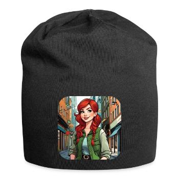 Cool girl with red hair - Jersey Beanie - black - Front