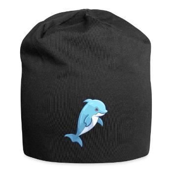 Dauphin Mignon Heureux Kawaii Cartoon Clipart Animal - Bonnet en jersey - noir - Devant