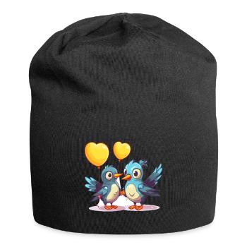 Jay Birds Kawaii Cartoon Haustier spielt mit Luftballons - Jersey-Beanie - Schwarz - Vorne