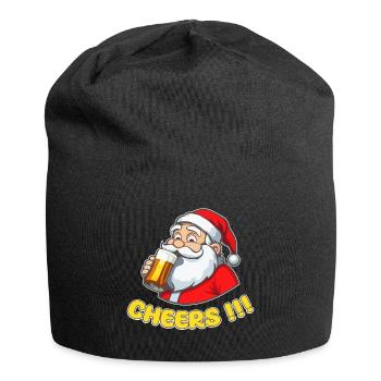 Weihnachtsmann mit Bier Cheers!!! - Jersey-Beanie - Schwarz - Vorne