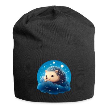 Süßer Igel bei Nacht - Jersey-Beanie - Schwarz - Vorne