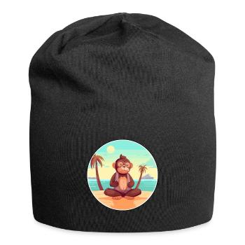 Affe-Cartoon-Yoga-Strand-Sommer-Illustration - Jersey-Beanie - Schwarz - Vorne