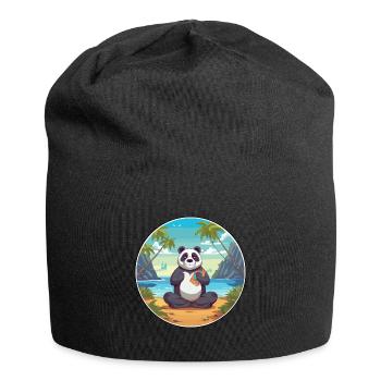 Panda Cartoon Yoga Strand Sommer Illustration - Jersey-Beanie - Schwarz - Vorne