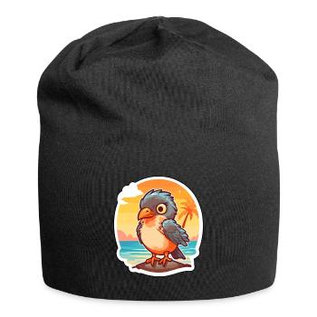 Kuckuck, lustige Cartoon-Kawaii-Strand-Illustration - Jersey-Beanie - Schwarz - Vorne