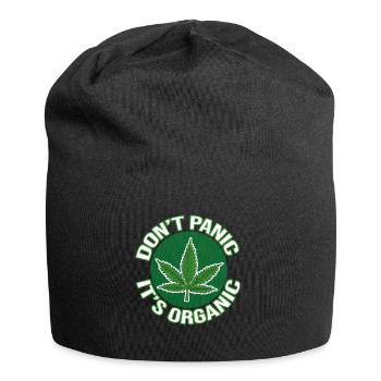Hanf Gras Cannabis Hanfblatt Spruch Motiv - Jersey-Beanie - Schwarz - Vorne