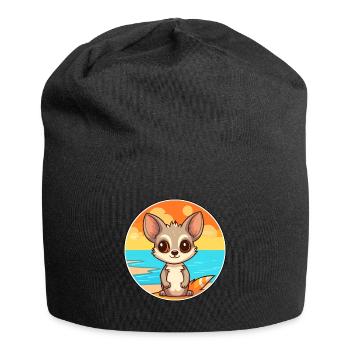 Aye Aye Watercolor Cartoon Kawaii Clipart Animal - Jersey Beanie - black - Front