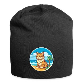 Rotluchs Aquarell Cartoon Kawaii Clipart Tier - Jersey-Beanie - Schwarz - Vorne