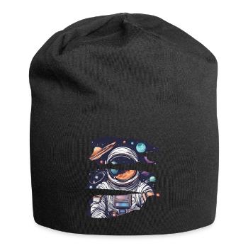 Futurstic Astronaut Space Scene - Jersey Beanie - black - Front