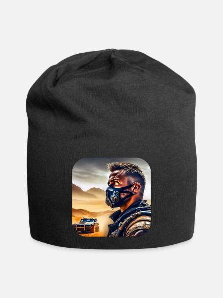 Cooler Rudeboy mit Steampunkauto - Jersey-Beanie - Schwarz