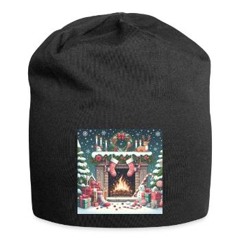 Weihnachts Design 4 - Jersey-Beanie - Schwarz - Vorne