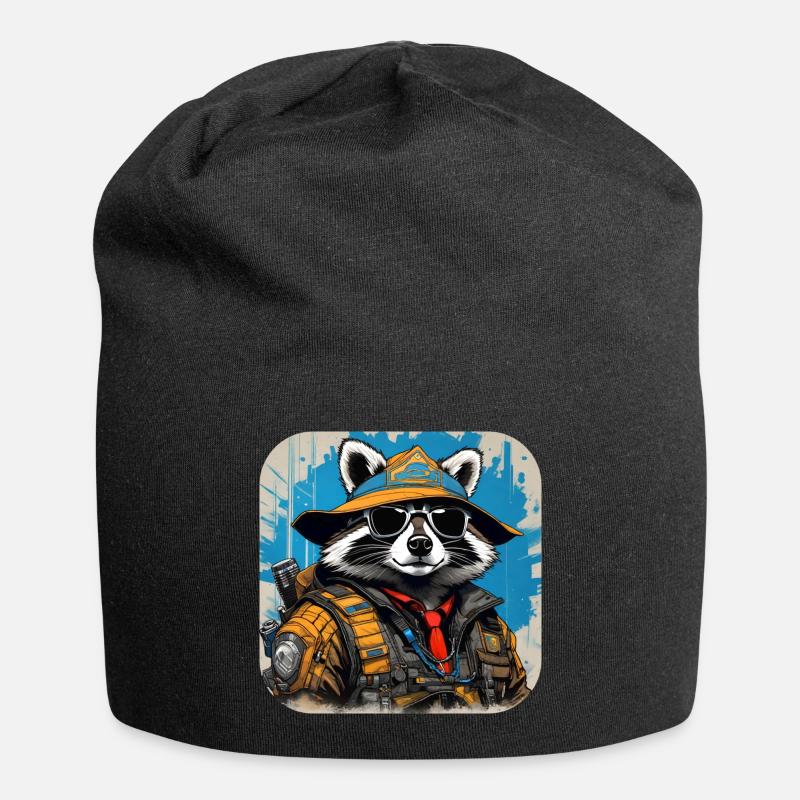 Raton laveur du cyberespace cool - Bonnet en jersey - noir