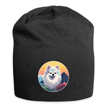 Spitz allemand chien race dessin animé Kawaii aquarelle - Bonnet en jersey - noir - Devant