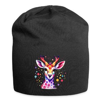 Süsses buntes Reh - Jersey-Beanie - Schwarz - Vorne