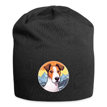 Glatter Foxterrier Hunderasse Cartoon Kawaii Waterc - Jersey-Beanie - Schwarz - Vorne