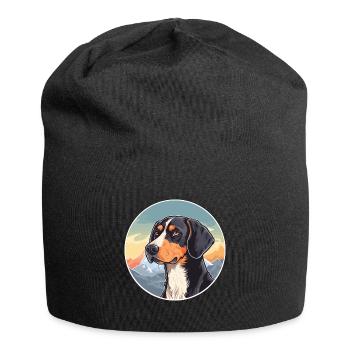 Serbischer dreifarbiger Jagdhund Rasse Cartoon Kawaii - Jersey-Beanie - Schwarz - Vorne